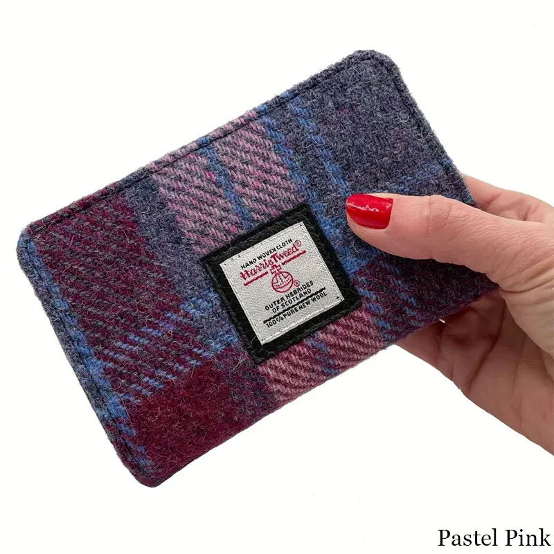 B40296 PASTEL PINK Colour Harris Tweed Medium Zip Wallet for Women Lifestyle Gaelsong