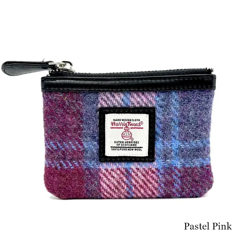 B40298 PASTEL PINK Colour Handcrafted Harris Tweed Coin Purse Gaelsong