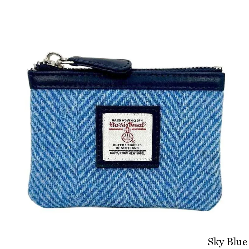 B40298 SKY BLUE Colour Handcrafted Harris Tweed Coin Purse Gaelsong