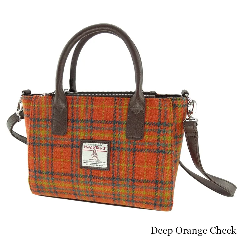 B40300 DEEP ORANGE CHECK Colour Genuine Handwoven Harris Tweed Brora Bag Gaelsong