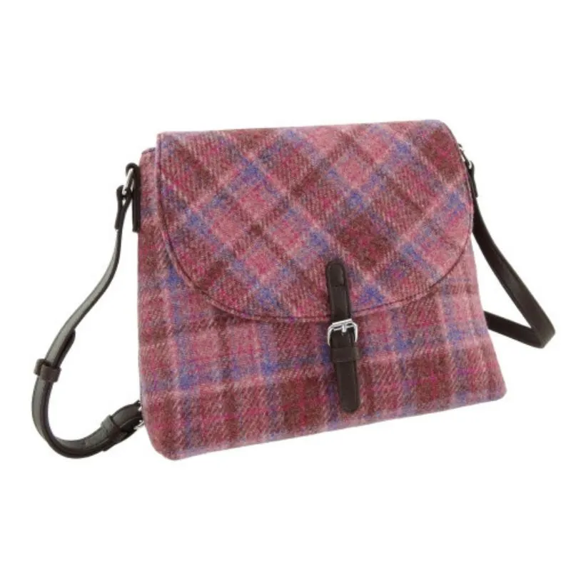 B40302 Ladies Harris Tweed Torridon Shoulder Bag Pink Tartan Gaelsong