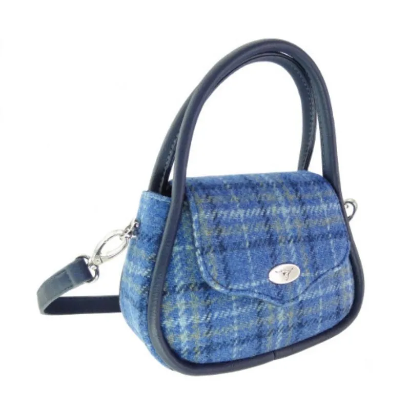 B40304 Ladies Mini Harris Tweed Buchan Bag Blue Check Gaelsong