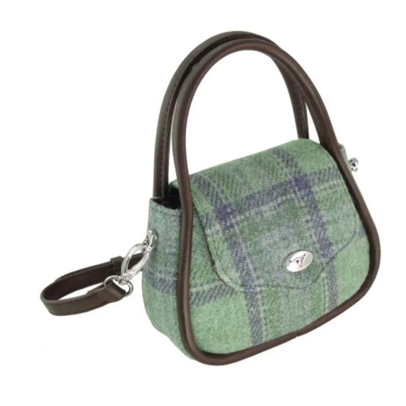 B40304 Ladies Mini Harris Tweed Buchan Bag Faded Green Stewart Gaelsong