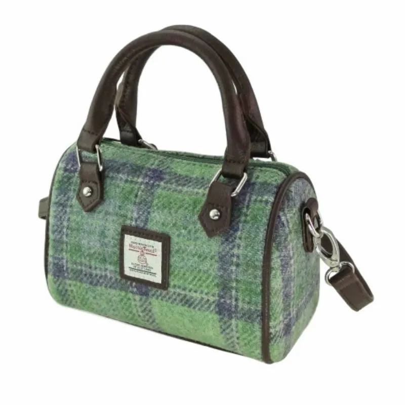 B40305 Mini Harris Tweed Plaid Bowling Bag Faded Green Gaelsong