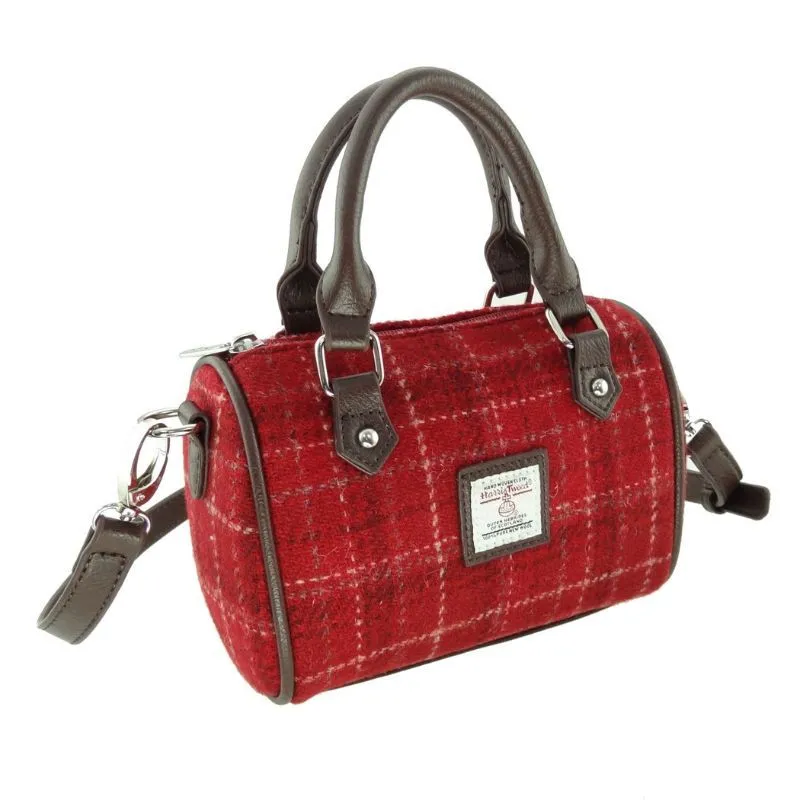 B40305 Mini Harris Tweed Plaid Bowling Bag Red Gaelsong