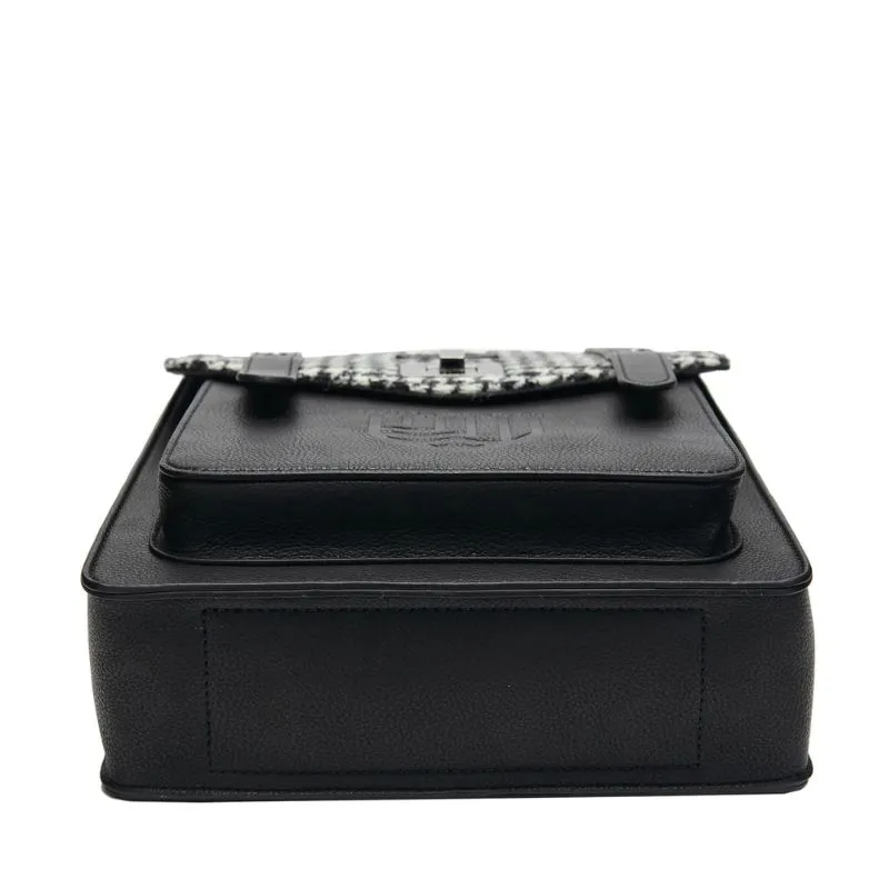 B40306 Genuine Harris Tweed Backpack with Matching Wallet Set Black and White Dogtooth Gaelsong