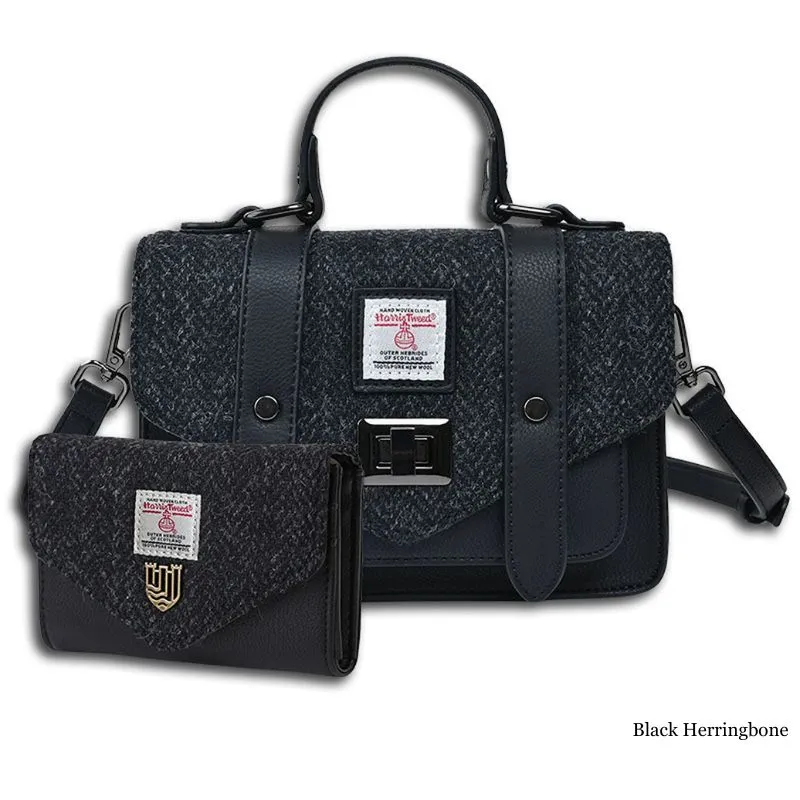 Leather & Harris Tweed Mini Satchel and Purse Taran Set