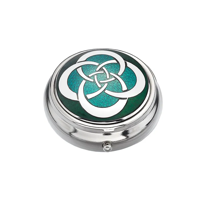B90187 GREEN Colour Enameled Celtic Designed Pill Box Gaelsong