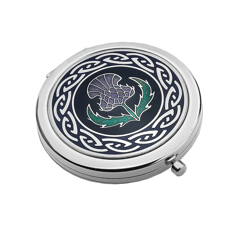 B90191 THISTLE Colour Vintage Style Celtic Compact Mirror Gaelsong