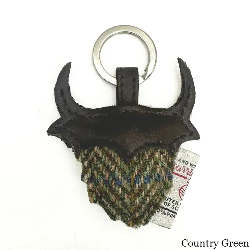 Handcrafted Harris Tweed Highland Cow Keyring