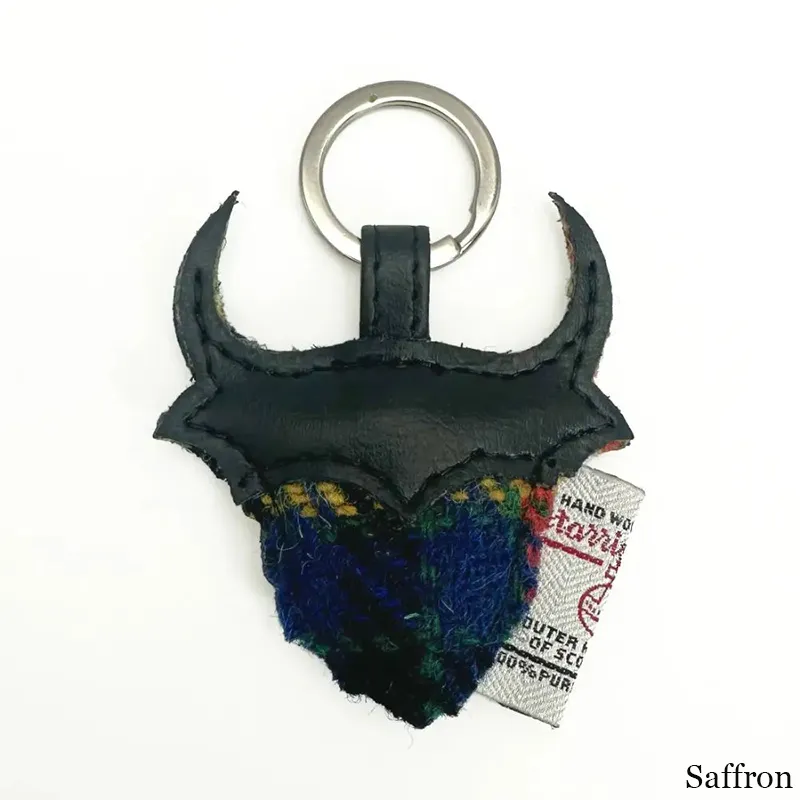 B90204 SAFFRON Colour Handcrafted Harris Tweed Highland Cow Keyring Gaelsong