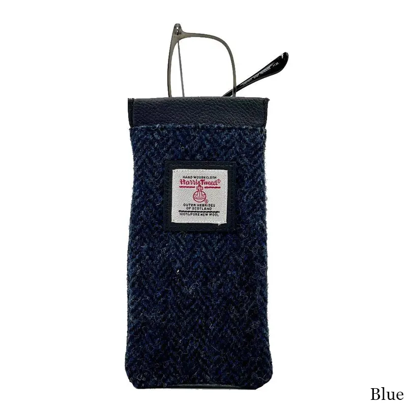B90205 BLUE Colour Handmade Harris Tweed Soft Glasses Case Gaelsong