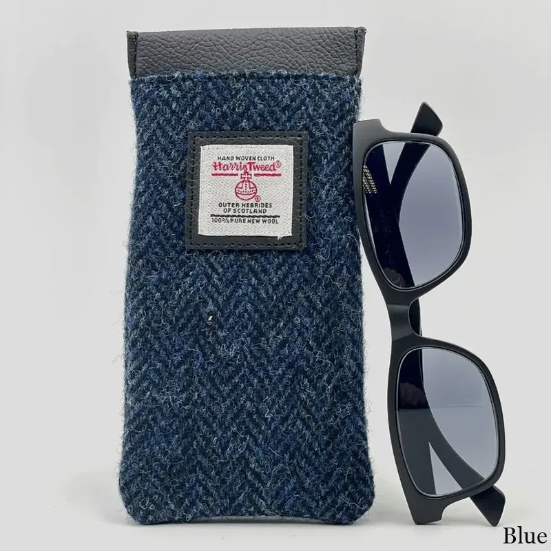 B90205 BLUE Colour Handmade Harris Tweed Soft Glasses Case Studio Gaelsong