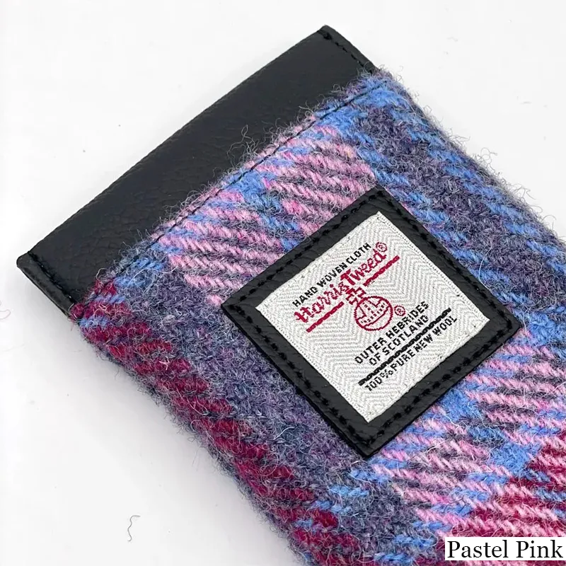 B90205 PASTEL PINK Colour Handmade Harris Tweed Soft Glasses Case Closeup View Gaelsong