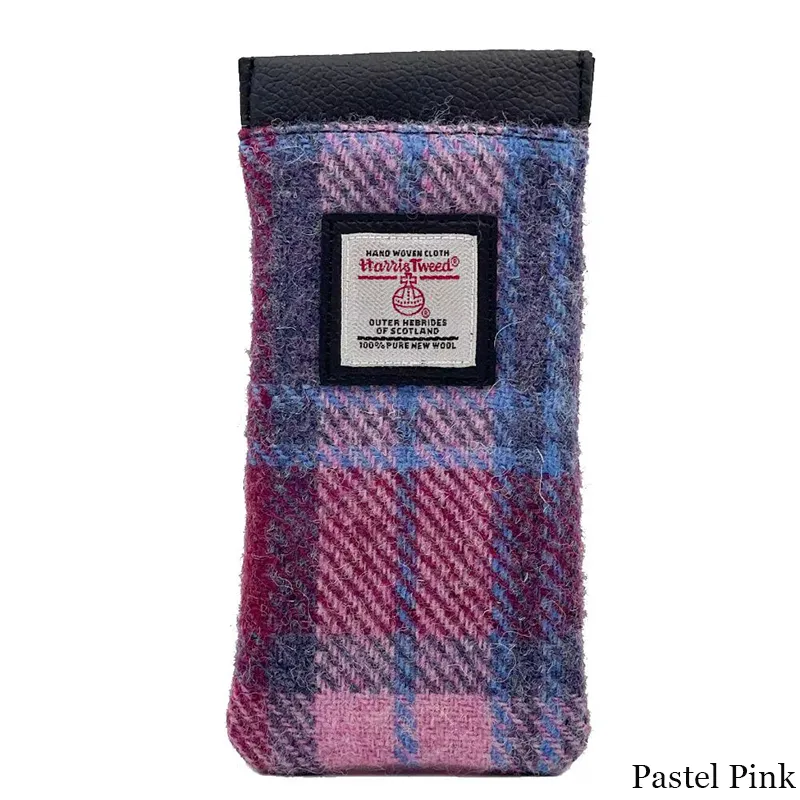 B90205 PASTEL PINK Colour Handmade Harris Tweed Soft Glasses Case Gaelsong