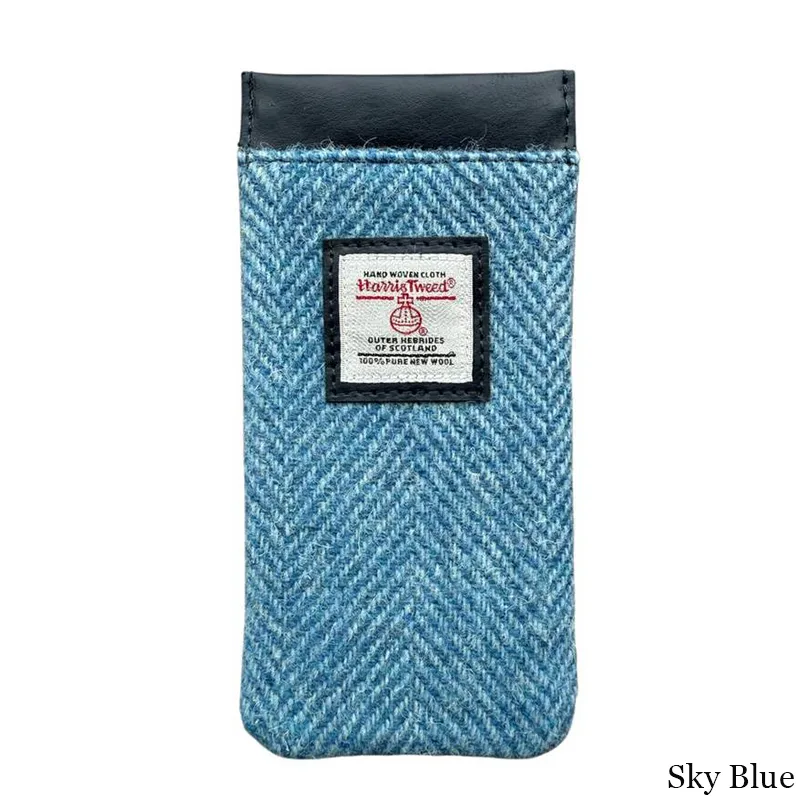 B90205 SKY BLUE Colour Handmade Harris Tweed Soft Glasses Case Gaelsong