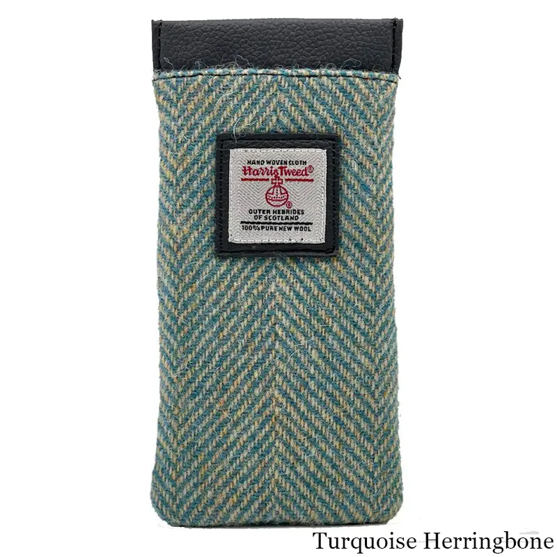 B90205 TURQUOISE HERRINGBONE Colour Handmade Harris Tweed Soft Glasses Case Studio Gaelsong
