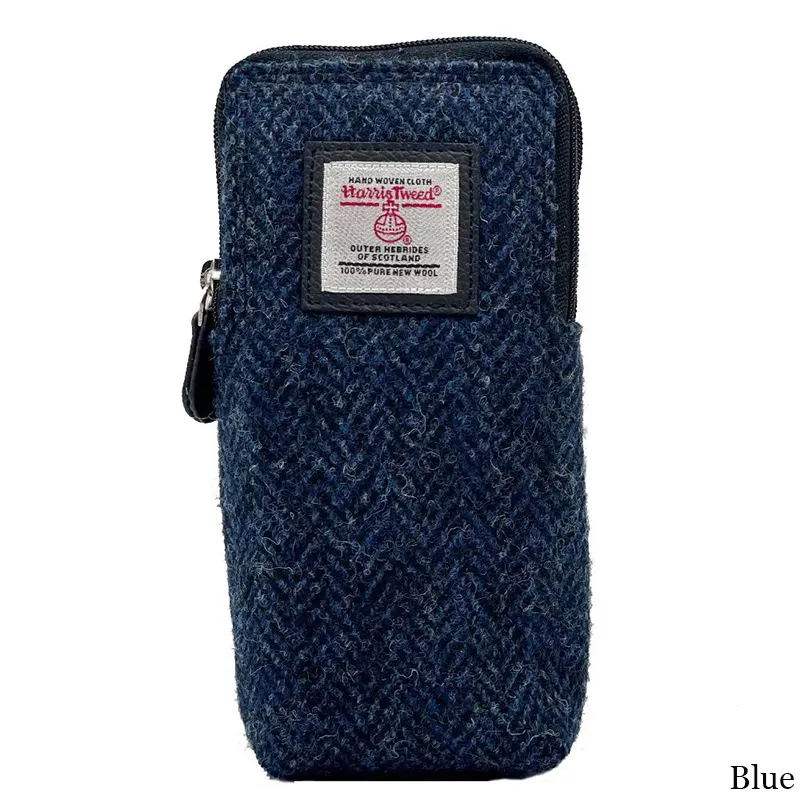 B90206 BLUE Colour Handwoven Harris Tweed Double Glasses Case Gaelsong