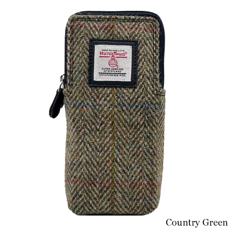 B90206 COUNTRY GREEN Colour Handwoven Harris Tweed Double Glasses Case Gaelsong