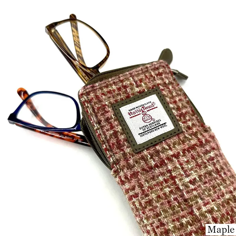 B90206 MAPLE Colour Handwoven Harris Tweed Double Glasses Case Gaelsong