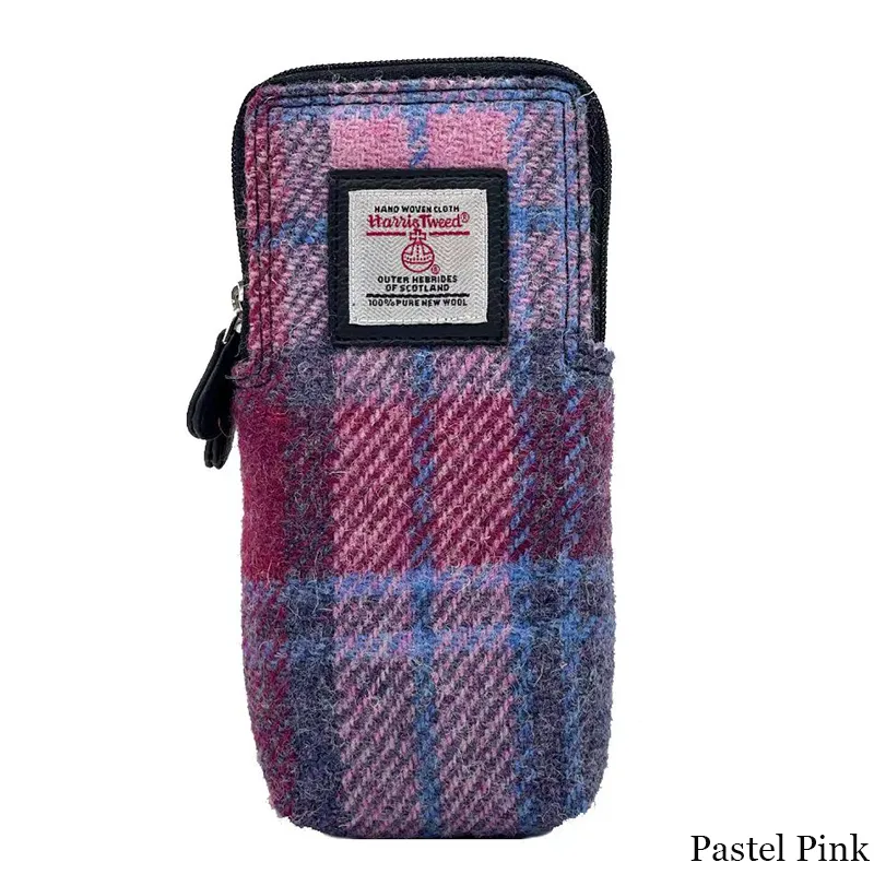 B90206 PASTEL PINK Colour Handwoven Harris Tweed Double Glasses Case Gaelsong
