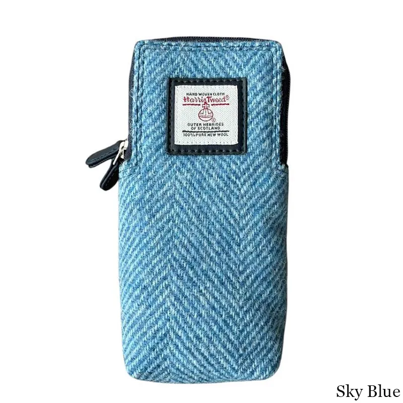 B90206 SKY BLUE Colour Handwoven Harris Tweed Double Glasses Case Gaelsong