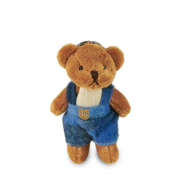 B90207 Handcrafted Teddy Bear Harris Tweed Keychain Blue Gaelsong