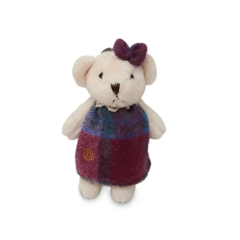 B90207 Handcrafted Teddy Bear Harris Tweed Keychain Pink and Blue Gaelsong