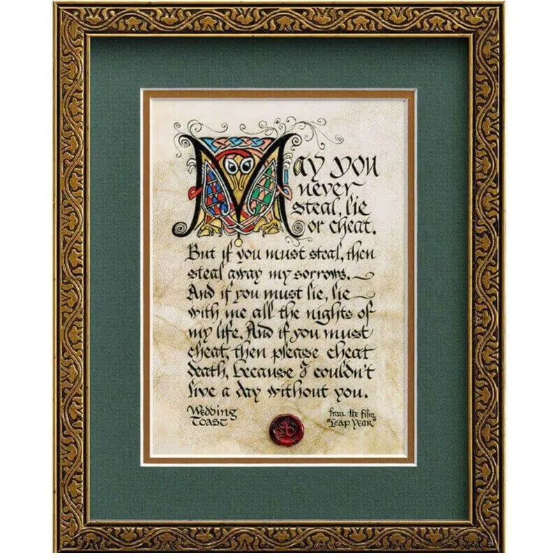 D10037 Steal, Lie, or Cheat  Wedding Toast Print, Framed Gaelsong