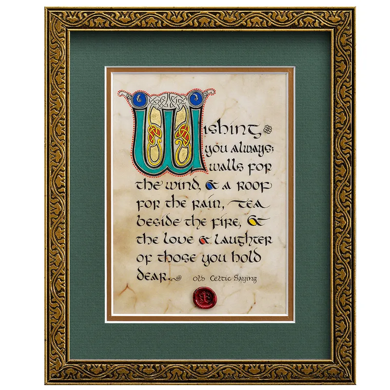 D10955 GILDED FRAME House Blessing Celtic Wall Print Gaelsong