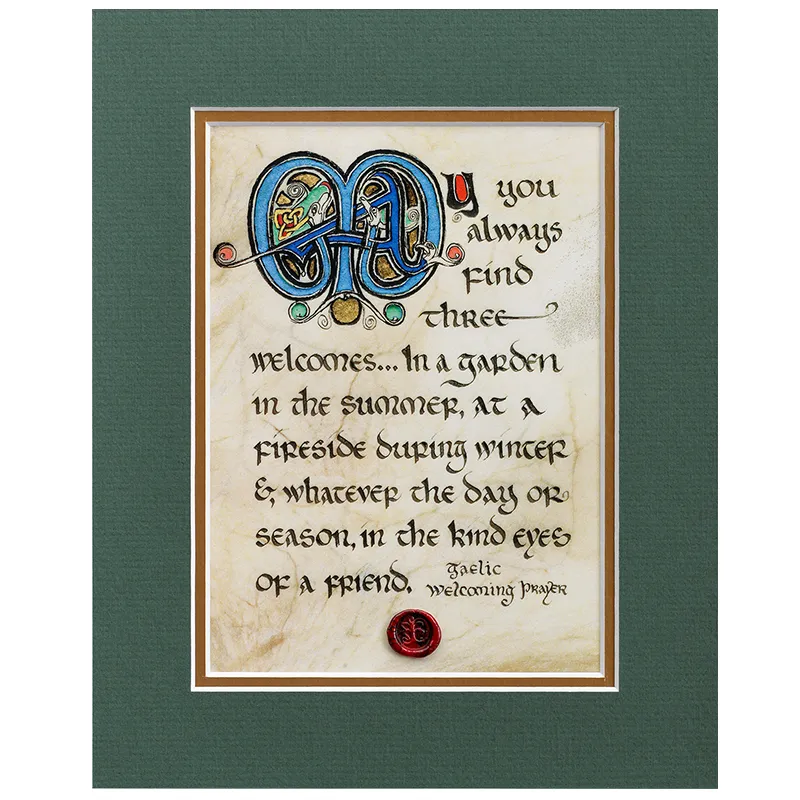 D10959 UNFRAMED Three Welcomes Blessing Celtic Wall Artwork Gaelsong