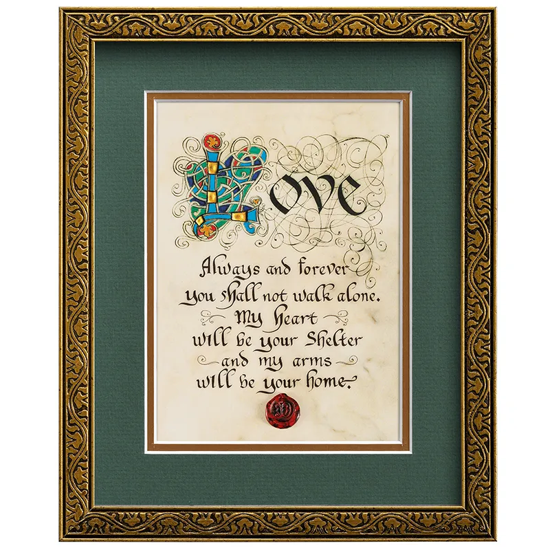 D10963 GILDED FRAME Colour Love Always And Forever Irish Gaelic Art Gaelsong