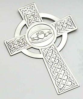 Pewter Irish Claddagh Cross