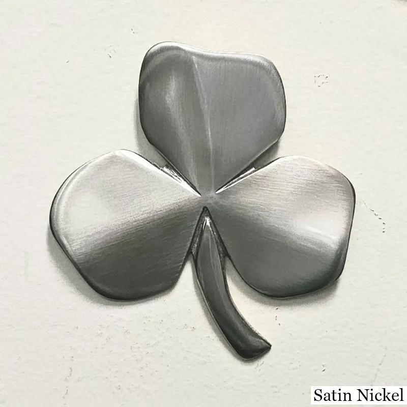 D22210 SATIN NICKEL Irish Three Leaf Shamrock Wall Decor with Family Blessing Studio Gaelsong