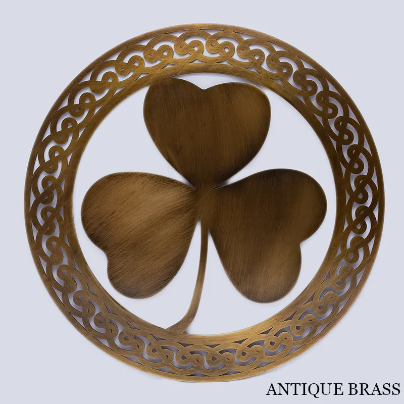 D22214 COLOR ANTIQUE BRASS Round Shamrock Wall Hanging Gaelsong