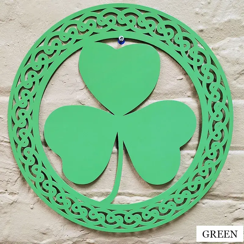 D22214 COLOR GREEN Round Shamrock Wall Hanging Gaelsong
