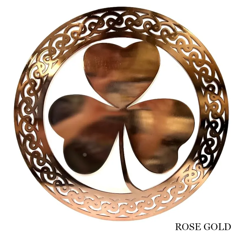 D22214 COLOR ROSE GOLD Round Shamrock Wall Hanging Gaelsong