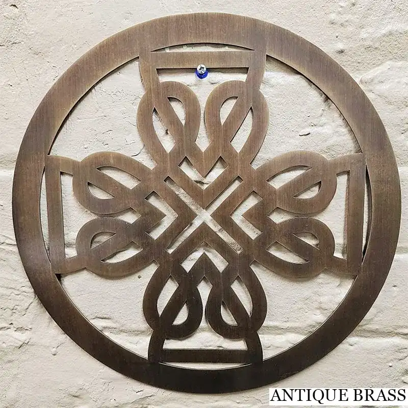 D22218 COLOR ANTIQUE BRASS Round Shaped Celtic Cross Wall Decor Gaelsong