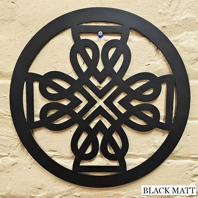 D22218 COLOR BLACK MATT Round Shaped Celtic Cross Wall Decor Gaelsong