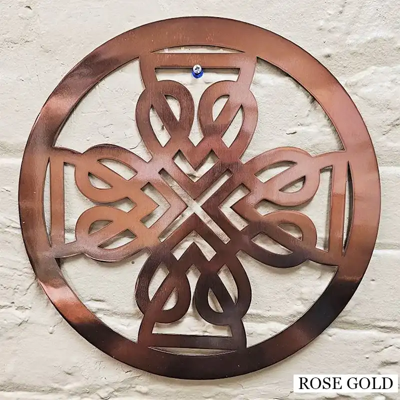 D22218 COLOR ROSE GOLD Round Shaped Celtic Cross Wall Decor Gaelsong