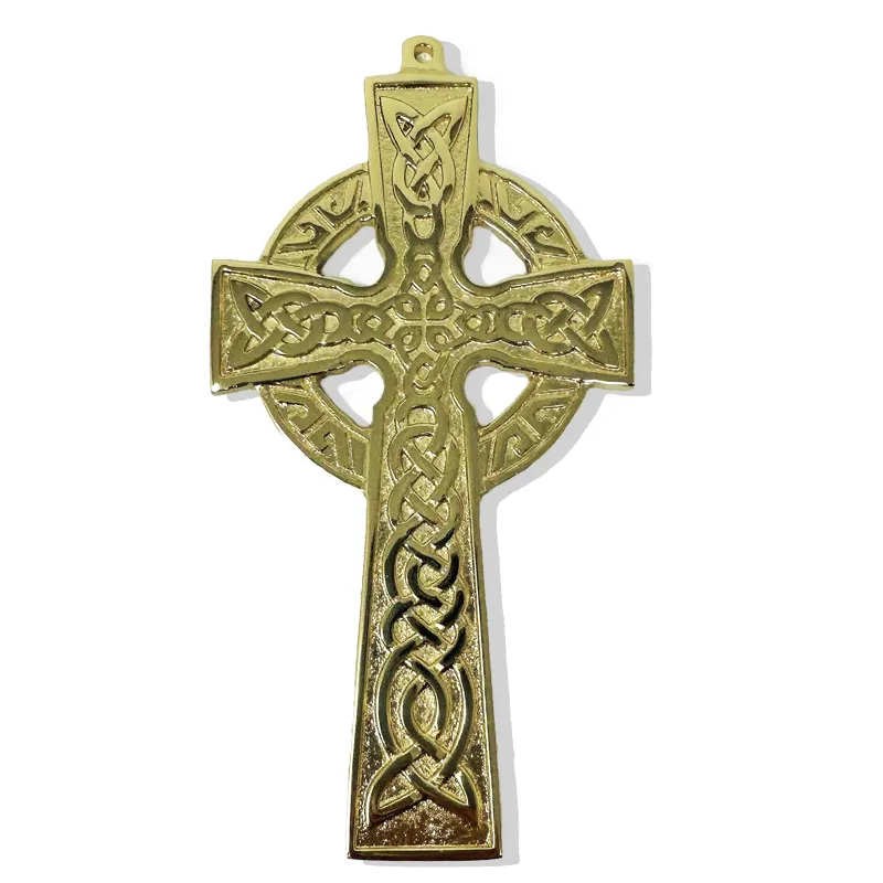Embossed Brass Trinity Knot Celtic Wall Cross