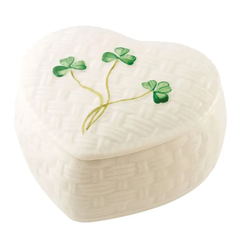 D24088 Hand Painted Irish Shamrock Trinket Box Studio Gaelsong