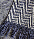 Oxford Blue Herringbone Throw of Merino Wool Close Up Gaelsong