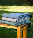 Oxford Blue Herringbone Throw of Merino Wool Lifestyle Gaelsong