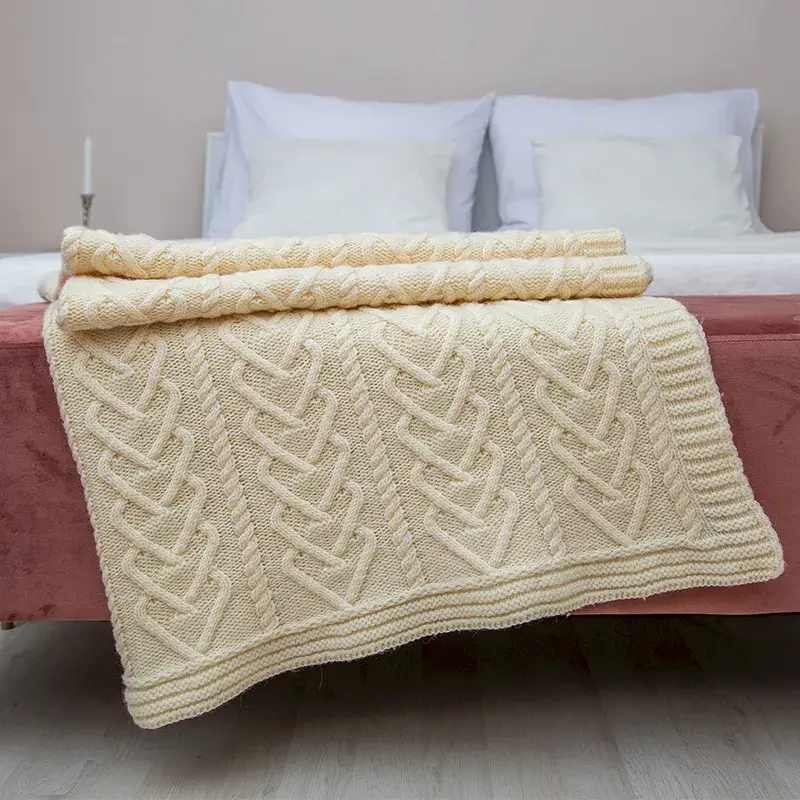 Merino Aran Heart Designed Wedding Blanket