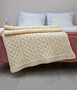 Natural Merino Wool Heart Throw on Bed Gaelsong