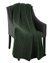 Honeycomb Merino Wool Aran Throw Army Green on Chair Gaelsong