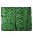 Honeycomb Merino Wool Aran Throw Green Close Up 1 Gaelsong