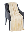 Honeycomb Merino Wool Aran Throw White on Chair 2 Gaelsong