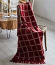 Plaid Merino Wool Check Blanket in Rose